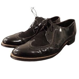 Stacy Adams sz 10D black leather suede wingtip derby shoes